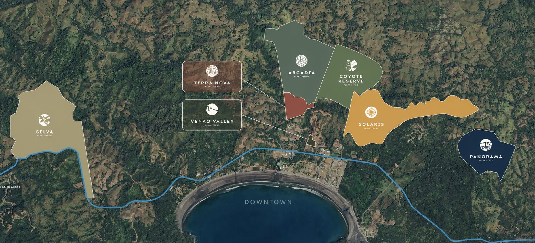 Map of the Playa Venao corridor showing Coyote Reserve among neighbouring landholdings