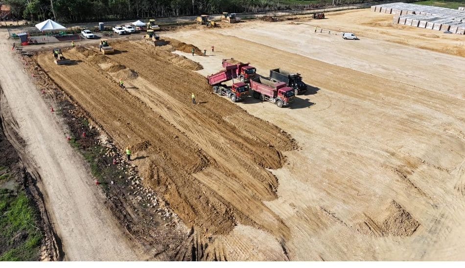 Compacted platform lanes taking shape, cut and fill complete