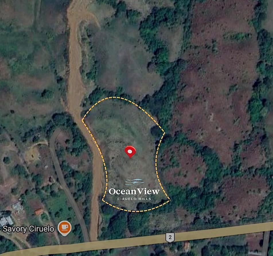 Satellite map showing the OceanView Ciruelo Hills parcel outline and its access from the main road